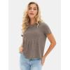 imageEXLURA Womens Summer Cute Crop Tops Short Sleeve Pleated Tshirts Crewneck Business Trendy Blouse Beach Vacation Outfits 2025Brown