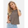 imageEXLURA Womens Summer Cute Crop Tops Short Sleeve Pleated Tshirts Crewneck Business Trendy Blouse Beach Vacation Outfits 2025Brown