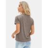 imageEXLURA Womens Summer Cute Crop Tops Short Sleeve Pleated Tshirts Crewneck Business Trendy Blouse Beach Vacation Outfits 2025Brown