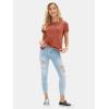 imageEXLURA Womens Summer Cute Crop Tops Short Sleeve Pleated Tshirts Crewneck Business Trendy Blouse Beach Vacation Outfits 2025Caramel