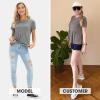 imageEXLURA Womens Summer Cute Crop Tops Short Sleeve Pleated Tshirts Crewneck Business Trendy Blouse Beach Vacation Outfits 2025Grey