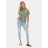 imageEXLURA Womens Summer Cute Crop Tops Short Sleeve Pleated Tshirts Crewneck Business Trendy Blouse Beach Vacation Outfits 2025Grey Green