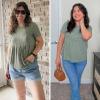 imageEXLURA Womens Summer Cute Crop Tops Short Sleeve Pleated Tshirts Crewneck Business Trendy Blouse Beach Vacation Outfits 2025Grey Green