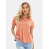 imageEXLURA Womens Summer Cute Crop Tops Short Sleeve Pleated Tshirts Crewneck Business Trendy Blouse Beach Vacation Outfits 2025Orange