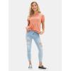 imageEXLURA Womens Summer Cute Crop Tops Short Sleeve Pleated Tshirts Crewneck Business Trendy Blouse Beach Vacation Outfits 2025Orange