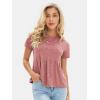 imageEXLURA Womens Summer Cute Crop Tops Short Sleeve Pleated Tshirts Crewneck Business Trendy Blouse Beach Vacation Outfits 2025Pink