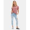 imageEXLURA Womens Summer Cute Crop Tops Short Sleeve Pleated Tshirts Crewneck Business Trendy Blouse Beach Vacation Outfits 2025Pink