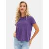 imageEXLURA Womens Summer Cute Crop Tops Short Sleeve Pleated Tshirts Crewneck Business Trendy Blouse Beach Vacation Outfits 2025Purple