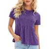 imageEXLURA Womens Summer Cute Crop Tops Short Sleeve Pleated Tshirts Crewneck Business Trendy Blouse Beach Vacation Outfits 2025Purple