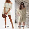 imageEXLURA Womens Summer Floral Romper Dress Off Shoulder Ruffle Elastic Wasit Wide Leg Shorts Jumpsuit Vacation Beach 2025Yellow Floral