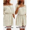 imageEXLURA Womens Summer Floral Romper Dress Off Shoulder Ruffle Elastic Wasit Wide Leg Shorts Jumpsuit Vacation Beach 2025Yellow Floral