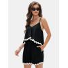 imageEXLURA Womens Summer Romper 2025 Spaghetti Strappy Ruffle Jumpsuit Halter Neck Pleated Outfits with PocketsBlack