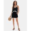 imageEXLURA Womens Summer Romper 2025 Spaghetti Strappy Ruffle Jumpsuit Halter Neck Pleated Outfits with PocketsBlack