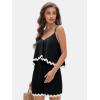 imageEXLURA Womens Summer Romper 2025 Spaghetti Strappy Ruffle Jumpsuit Halter Neck Pleated Outfits with PocketsBlack