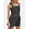 imageEXLURA Womens Summer Casual Denim Rompers Ruffle Strap Shorts Jean Short Jumpsuit with PocketsBlack