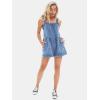 imageEXLURA Womens Summer Casual Denim Rompers Ruffle Strap Shorts Jean Short Jumpsuit with PocketsBlue