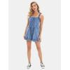 imageEXLURA Womens Summer Casual Denim Rompers Ruffle Strap Shorts Jean Short Jumpsuit with PocketsBlue