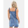 imageEXLURA Womens Summer Casual Denim Rompers Ruffle Strap Shorts Jean Short Jumpsuit with PocketsBlue