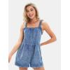 imageEXLURA Womens Summer Casual Denim Rompers Ruffle Strap Shorts Jean Short Jumpsuit with PocketsBlue