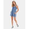 imageEXLURA Womens Summer Casual Denim Rompers Ruffle Strap Shorts Jean Short Jumpsuit with PocketsBlue