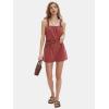 imageEXLURA Womens Summer Casual Denim Rompers Ruffle Strap Shorts Jean Short Jumpsuit with PocketsDate Red