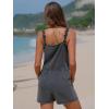 imageEXLURA Womens Summer Casual Denim Rompers Ruffle Strap Shorts Jean Short Jumpsuit with PocketsGrey