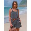 imageEXLURA Womens Summer Casual Denim Rompers Ruffle Strap Shorts Jean Short Jumpsuit with PocketsGrey