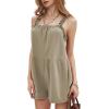 imageEXLURA Womens Summer Casual Denim Rompers Ruffle Strap Shorts Jean Short Jumpsuit with PocketsKhaki