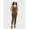 imageEXLURA Women Summer High Roller Denim Jumpsuits Casual Loose Beach Vacation Trendy Fashion Overalls Jeans Romper Pockets 2025Army Green