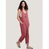 imageEXLURA Women Summer High Roller Denim Jumpsuits Casual Loose Beach Vacation Trendy Fashion Overalls Jeans Romper Pockets 2025Date Red