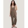 imageEXLURA Women Summer High Roller Denim Jumpsuits Casual Loose Beach Vacation Trendy Fashion Overalls Jeans Romper Pockets 2025Khaki