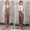 imageEXLURA Women Summer High Roller Denim Jumpsuits Casual Loose Beach Vacation Trendy Fashion Overalls Jeans Romper Pockets 2025Khaki