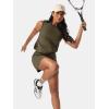imageEXLURA Womens Summer 2 Piece Short Skirt Sets Sleeveless Top and Tennis Skorts Dressy Cotton Matching Sweatsuits Outfits 2025Army Green