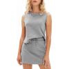 imageEXLURA Womens Summer 2 Piece Short Skirt Sets Sleeveless Top and Tennis Skorts Dressy Cotton Matching Sweatsuits Outfits 2025Grey