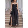 imageEXLURA Womens Sleeveless Belted Smocked Maxi Dress Rompers Spaghetti Strap Wide Leg Slit Casual Work Sexy Formal Jumpsuit