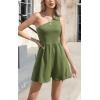 imageEXLURA Womens Summer One Shoulder Sleeveless Tie Back Rompers ALine Flowy Wide Leg Casual Short Mini Dressy Jumpsuits