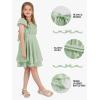 imageEXLURA Casual Short Cap Sleeve Girls Tie Back A Line Ruffle Hem Junior Teenage Kids Short Mini Dress Size 615 YearsGray Green