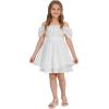 imageEXLURA Casual Short Cap Sleeve Girls Tie Back A Line Ruffle Hem Junior Teenage Kids Short Mini Dress Size 615 YearsWhite