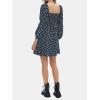 imageEXLURA Womens 2025 Square Neck Dress Long Puff Sleeve ALine Casual Short Mini DressesBlue Floral