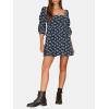 imageEXLURA Womens 2025 Square Neck Dress Long Puff Sleeve ALine Casual Short Mini DressesBlue Floral