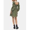 imageEXLURA Womens 2025 Square Neck Dress Long Puff Sleeve ALine Casual Short Mini DressesGreen Floral