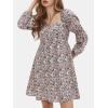 imageEXLURA Womens 2025 Square Neck Dress Long Puff Sleeve ALine Casual Short Mini DressesPink Floral