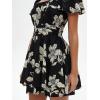 imageEXLURA Womens 2025 Summer Ruffle Short Sleeve Tie Back Romper Dress Square Neck A Line Cute Dressy Short JumpsuitsBlack Floral