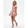 imageEXLURA Womens 2025 Summer Ruffle Short Sleeve Tie Back Romper Dress Square Neck A Line Cute Dressy Short JumpsuitsPink Floral