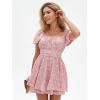 imageEXLURA Womens 2025 Summer Ruffle Short Sleeve Tie Back Romper Dress Square Neck A Line Cute Dressy Short JumpsuitsPink Floral