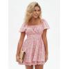 imageEXLURA Womens 2025 Summer Ruffle Short Sleeve Tie Back Romper Dress Square Neck A Line Cute Dressy Short JumpsuitsPink Floral