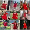 imageEXLURA Womens Lantern Sleeve Tie Back Summer Dress Ruffled Off Shoulder ALine Vintage Mini DressRed