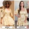imageEXLURA Womens Lantern Sleeve Tie Back Summer Dress Ruffled Off Shoulder ALine Vintage Mini DressYellow Floral