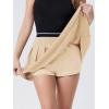 imageEXLURA Womens Mini Pleated Skirts High Waist Stretchy School Girl Outfit A Line Golf Tennis Skirt Skort Lining Shorts 2024Khaki