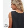 imageEXLURA Womens Summer 2 Piece Outfits Sleeveless Tank Top Matching Shorts Sets Cotton Striped Sweatsuits Vacation Beach 2025Black Grey